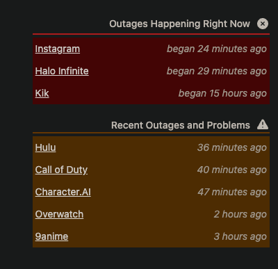 Several outages across the internet